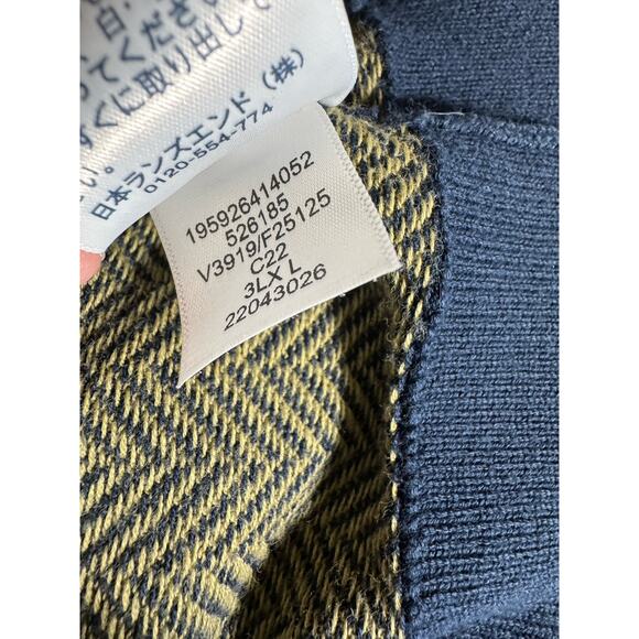 Lands End Mens L 42-44 Herringbone 1/4 Zip Cotton Preppy Pullover Sweater - Picture 5 of 9